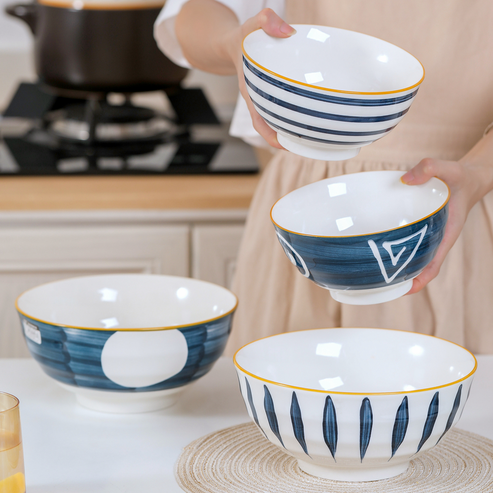 Japanese-style ceramic rice bowl home set rice bowl tableware porcelain bowl creative personality noodle bowl large soup bowl eating bowl