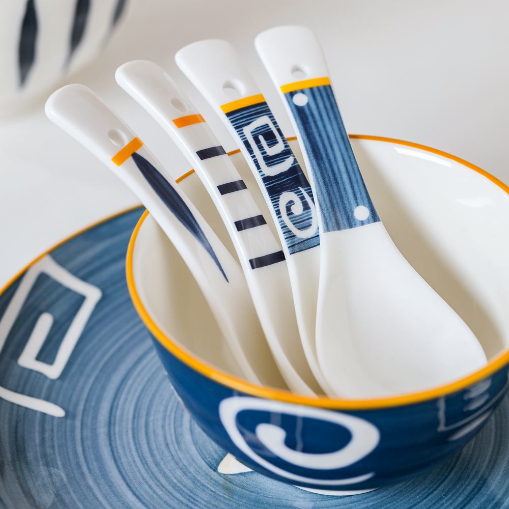 Japanese-style small spoon household small ceramic tableware set net red meal spoon soup large spoon big spoon