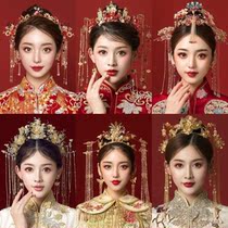 Show and head decoration simple and generous with small bridal brief wedding Fengguan Chinese round face hair accessories Atmospheric High-end