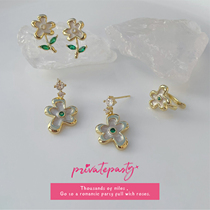 Privateparty Autumn Garden Atmospheric Flower Earrings Stud Earbone Clip Gold Vegetarian Premium Earrings