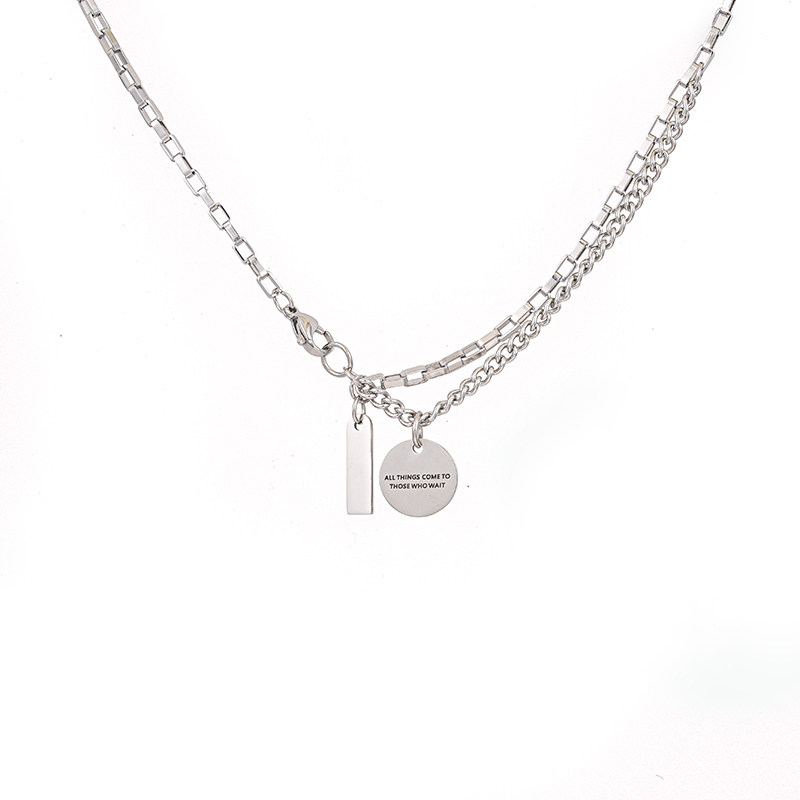 Inspirational Necklace for Men, Trendy ins Personalized Titanium Steel Trendy Brand Men's Light Luxury Niche Simple Fashion Pendant High-End Jewelry