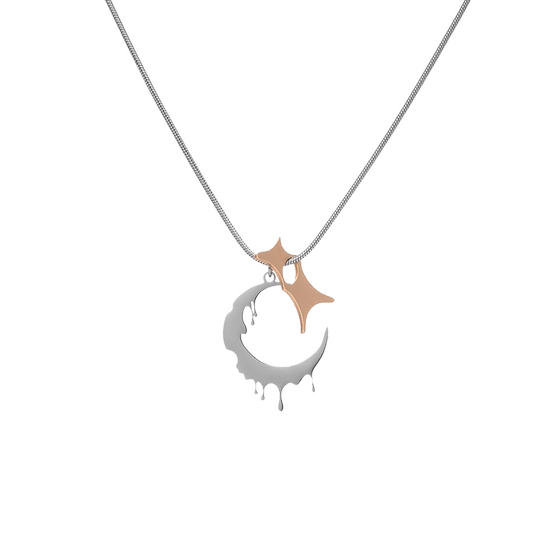 
Melting Moon Necklace for Women Ins Hip Hop Cold Style Sweater Collarbone Chain Light Luxury Niche New Style Men's Trendy Versatile