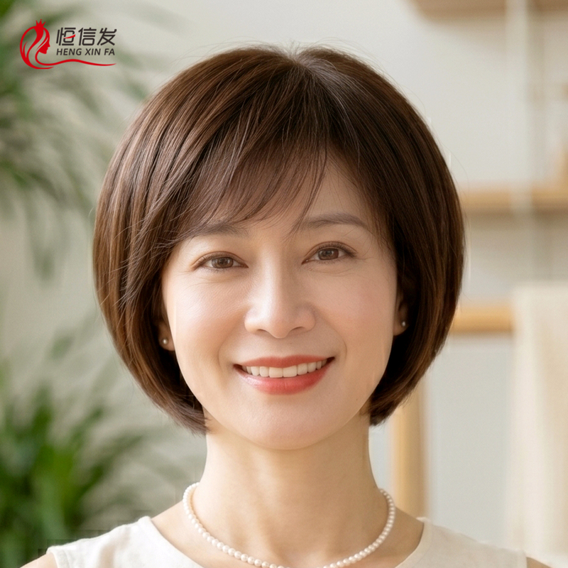 Full Wig for Women, Real Human Hair, Middle-Aged Ladies, Natural, Official, Genuine Bob Haircut Short Hair Full Wig for Women, Real Human Hair, Middle-Aged Ladies, Natural, Official, Genuine Bob Haircut Short Hair