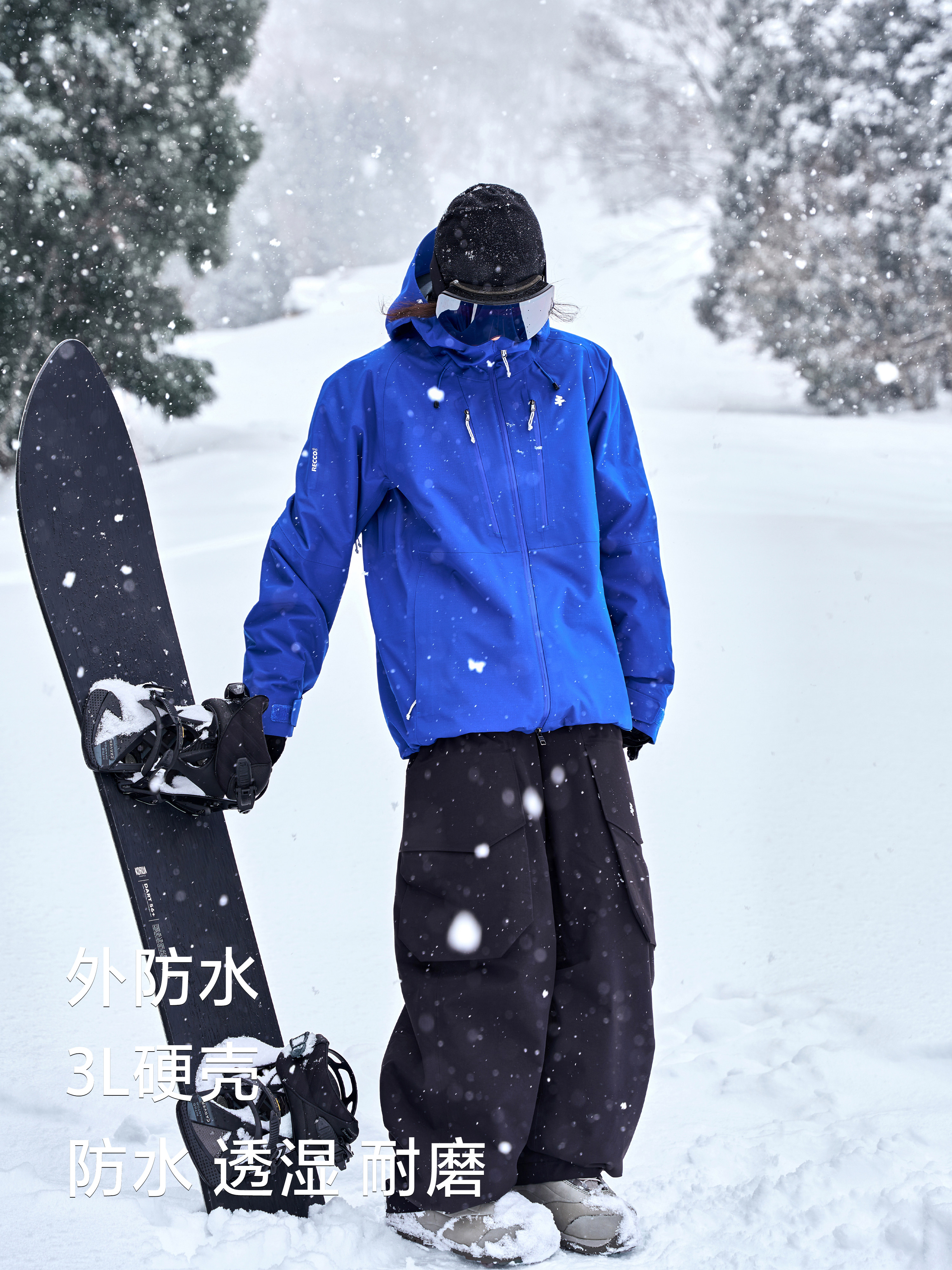 Awka Ski Jacket for Women and Men, Warm and Waterproof, Professional Snowboard 3L Jacket, Three-In-One down Liner