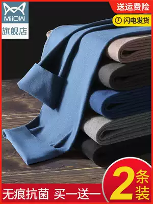 Cat man sanitary pants men's cotton crotch spring and autumn thin tight sanitary pants de Velvet warm wool pants bottom pants autumn and winter