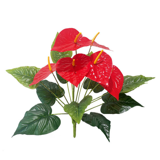 红掌一束卫生间办公室一品红花箱塑胶假花装饰花卉仿真花高档摆设