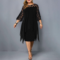 Plus Size Dresses 4XL 5XL 6XL Lace Mesh Sexy Elegant Midi Pa