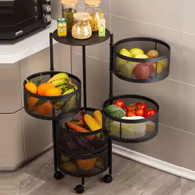 Rotating shelf Kitchen special kitchen vegetable shelf Multi-layer floor-to-ceiling round rotatable vegetable basket Fruit