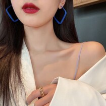  Earrings exaggerated atmosphere cool simple personality niche square earrings 2021 trend exaggerated temperament face thin earrings