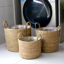 Rattan storage basket cattail rope woven dirty clothes basket storage basket miscellaneous toy storage box spot wholesale