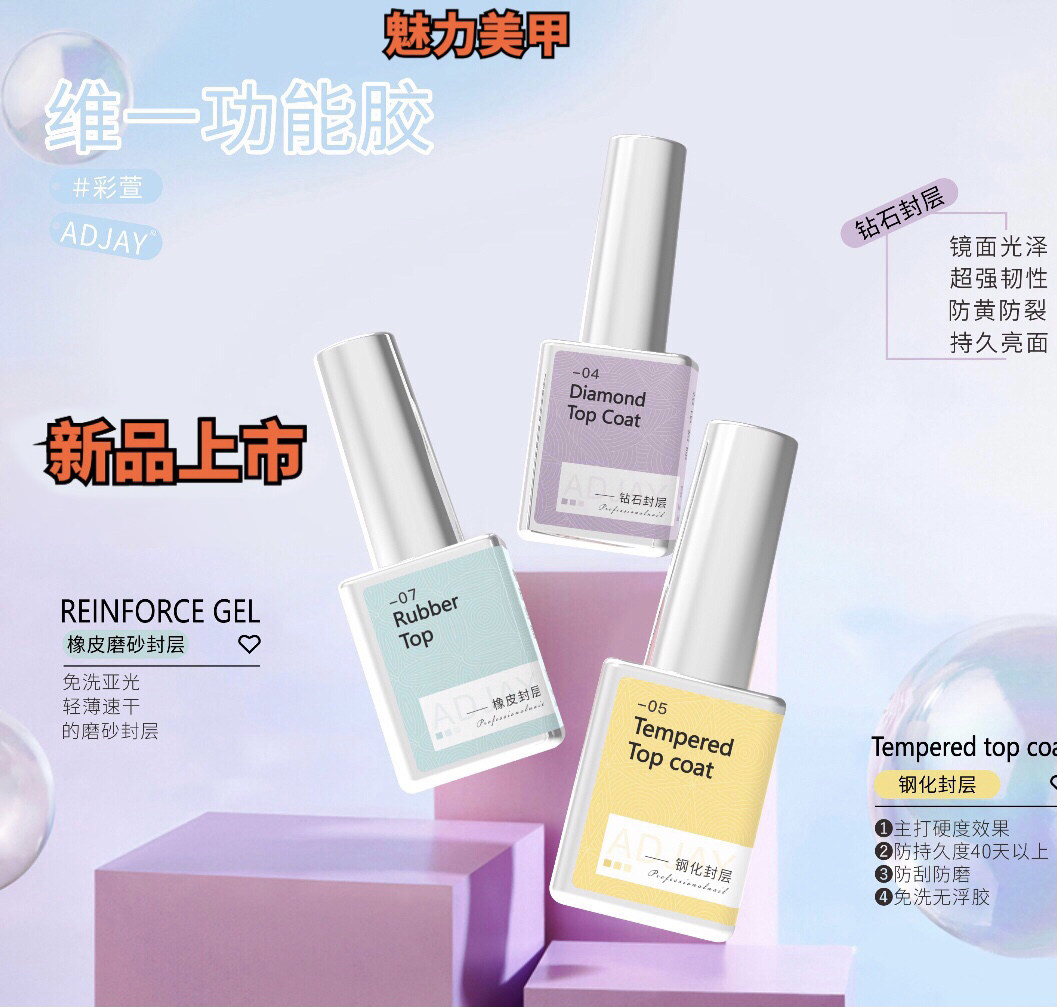 Caixuanwei one functional glue diamond tempered wash-free seal layer reinforcement base glue ice skin color nail shop special nail polish