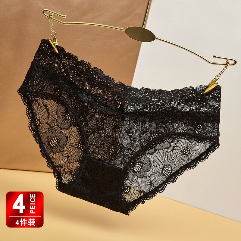 4 dress lace briefs Women's new 2020 Pops Sexy Ladies Briefs Fashion Nets Red Summer Cotton