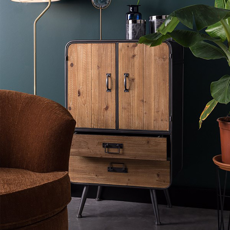 American country industrial style side cabinet storage cabinet kitchen dining cabinet home wrought iron solid wood dining room creative cabinet