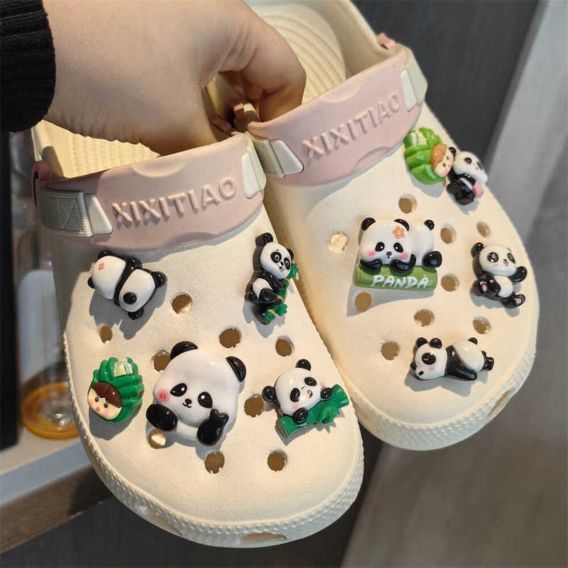 Panda Crocs Shoe Accessories, Plush Shoe Charms, Cute 3D Shoe Decorations, Compatible with Crocs Decorative Buckles, Premium