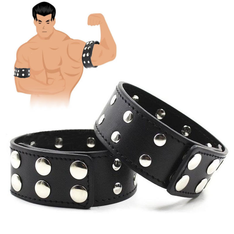 Fetish sexy mens Leatherher arm BandBDSM Hand Restraint U