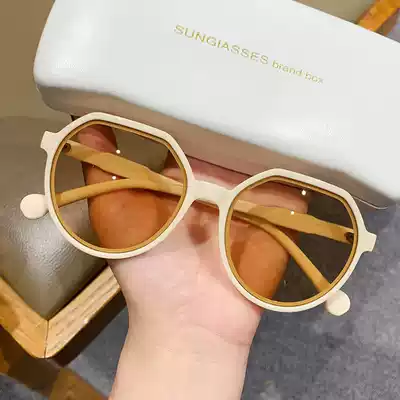 Tea sunglasses female summer 2021 New White Korean version of tide Net red retro small frame sunglasses small face ins