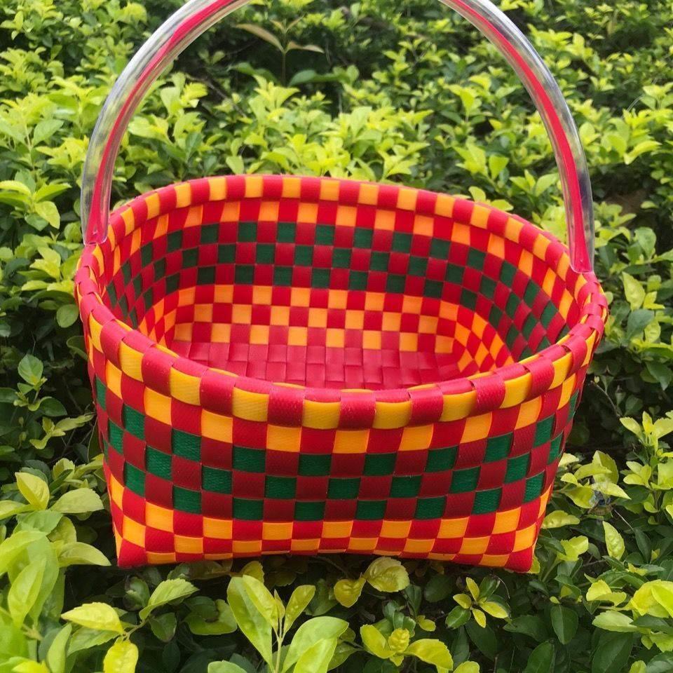 Hand Woven Finished Products Blue basket Basket Plastic Craft Basket Containing Basket shopping basket Basket Hand Basket Gift Basket-Taobao