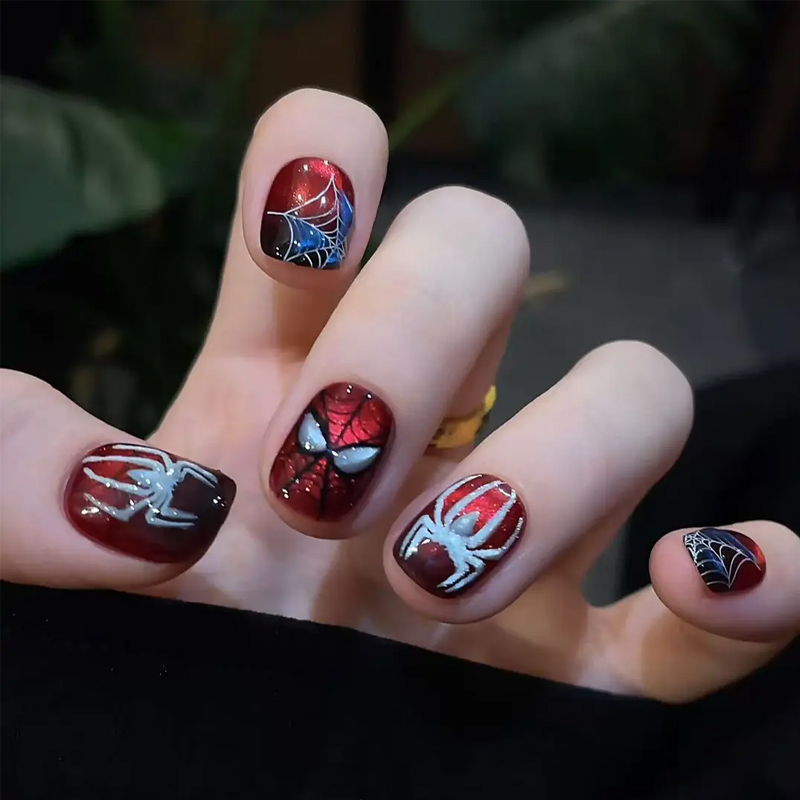 2026 New Hot Girl Spider-Man Cat Eye Flashing Whitening Handmade Nail Art Wearable Nails Purely Handmade with Atmosphere 2026 New Hot Girl Spider-Man Cat Eye Flashing Whitening Handmade Nail Art Wearable Nails Purely Handmade with Atmosphere