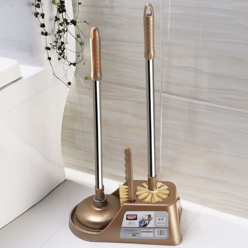 Leather toilet brush set bathroom seat type toilet brush toilet cleaning brush toilet bucket soft brush multi-color can