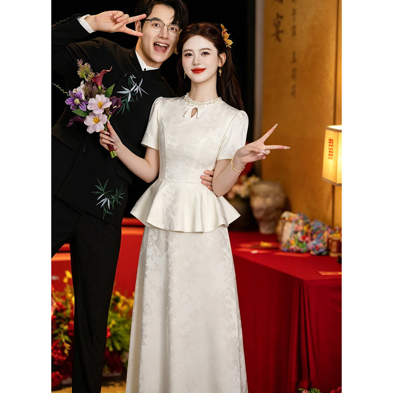 Bride's Toast Dress Engagement Gown 2026 New Model New Chinese Style Champagne Color Wedding Dress Elegant and Classy High-End Summer Dress