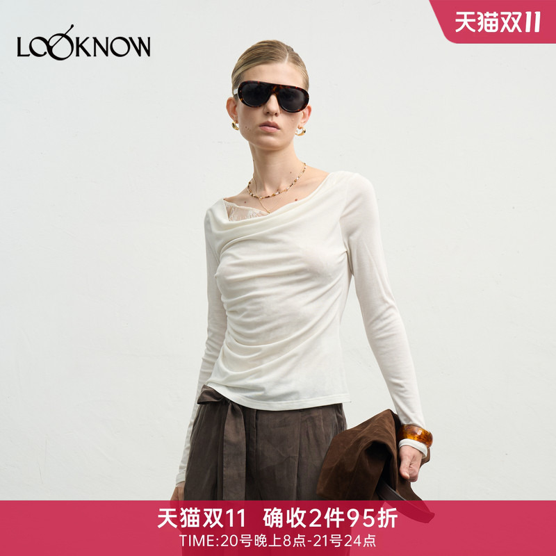 Celebrity Xu Ruohan's Same Style Halfmoon X Looknow Lace Fake Two-Piece Swing Collar Lace Long-Sleeve Top for Women Celebrity Xu Ruohan's Same Style Halfmoon X Looknow Lace Fake Two-Piece Swing Collar Lace Long-Sleeve Top for Women