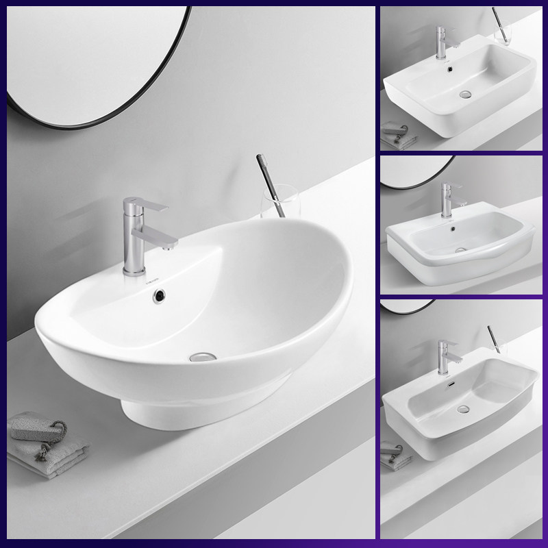 Fansa bathroom home countertop basin washbasin balcony bathroom ceramic single basin light luxury style retro art basin