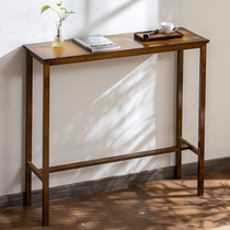Bar Desk Home Balcony Leaning Against Wall Narrow Table Minima Solid Wood Strip High Foot Table Commercial Milk Tea Shop Bar Table And Chairs