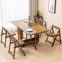 Nordic Folding Dining Table And Chairs Combine Solid Wood Square Table Dining Table Multifunction Removable Table Chairs Home small family Type