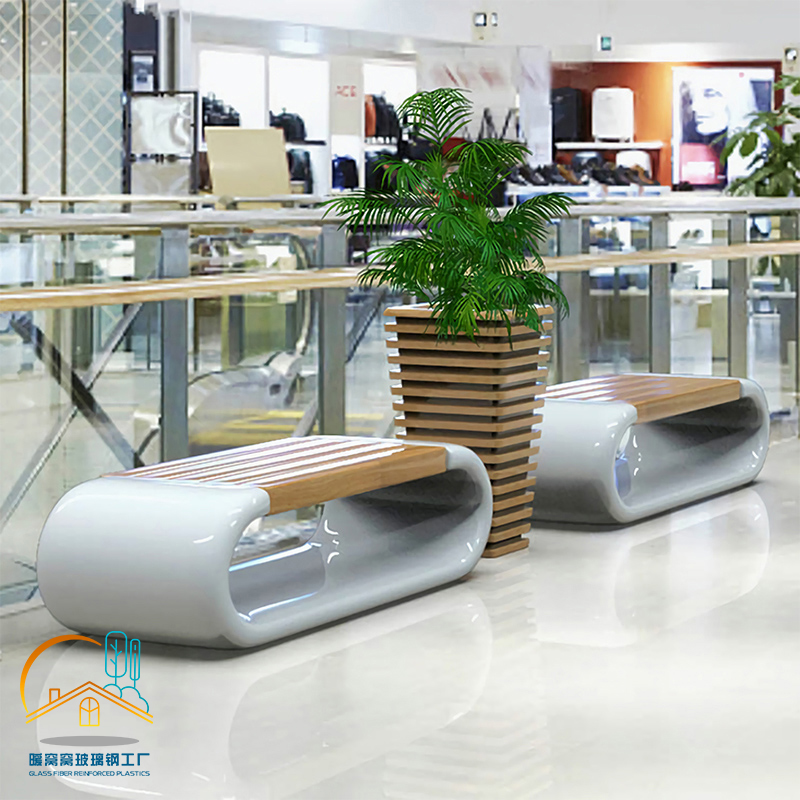 Custom Fiberglass Seat Ring Wood Grain Leisure Chair Flower Pot Seat Combination Shopping Mall Outdoor Park Creative Bench - Taobao