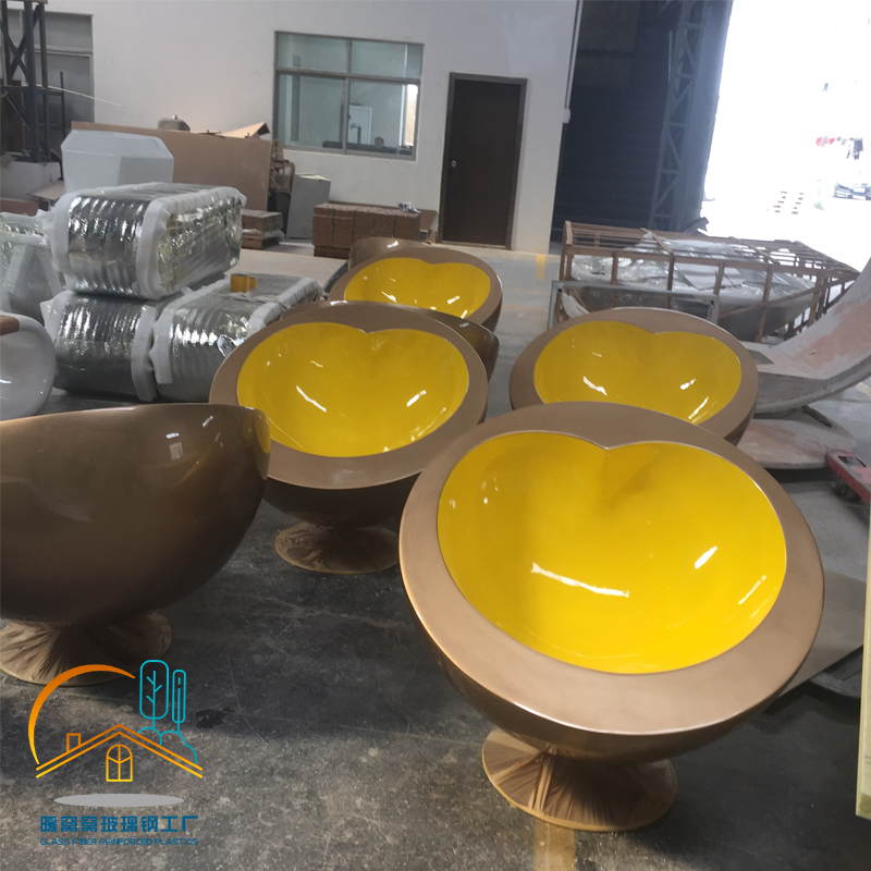 Custom fiberglass leisure seat creative shape swivel sofa chair shopping mall hotel public leisure curved stool