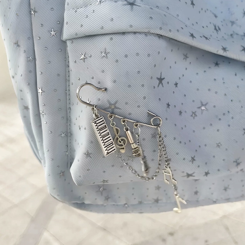 Become His Caesar! Punk Style Music Symbol Pendant Retro Chain Pin Student Backpack Decoration Become His Caesar! Punk Style Music Symbol Pendant Retro Chain Pin Student Backpack Decoration