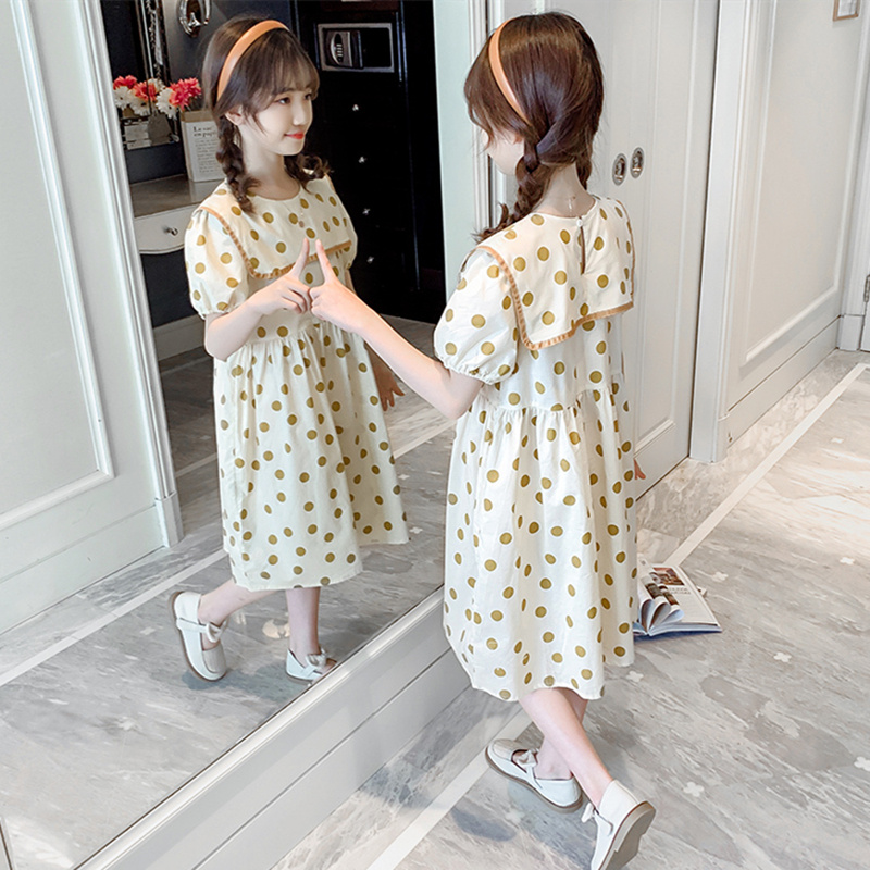 Korean girls' dresses summer new children's princess skirt net red foreign style little girl summer dress in the big children's skirt