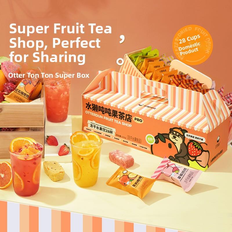Otter Tonton Super Box Freeze-Dried Fruit Tea Monthly Stockpile 28 Cups Gift for Girls on Holidays