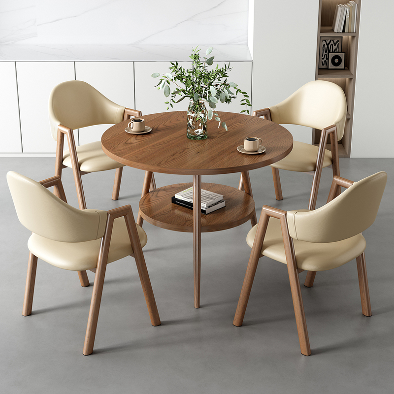 Simple Negotiation Table and Chair Set for Office, Reception, Shop Rest Area, Home Balcony, Leisure Double-Layer Small Round Table