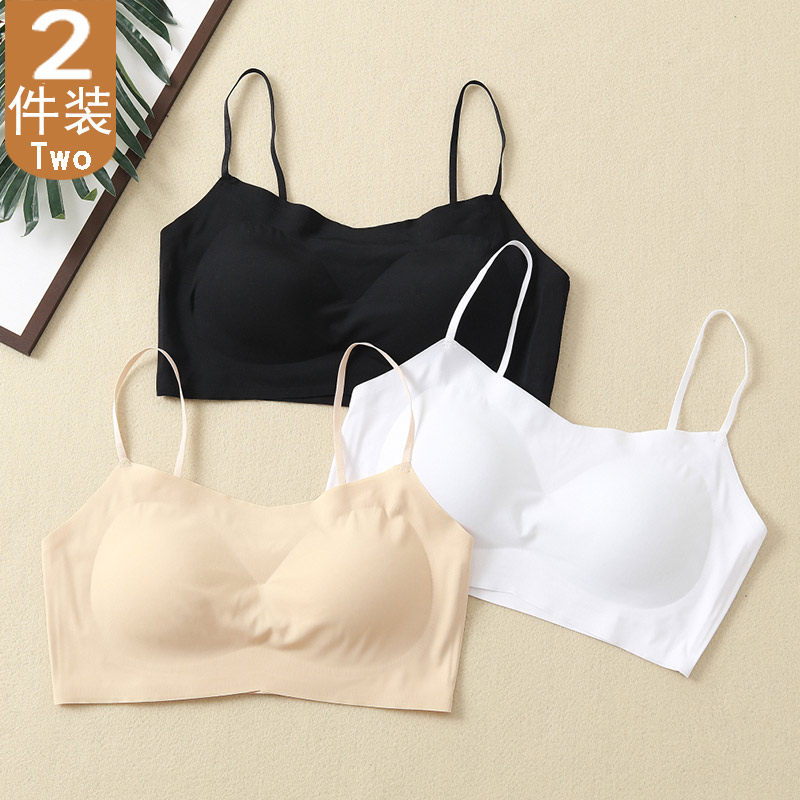 2021 summer women's traceless beautiful back ice silk tube top with chest pad without rims small vest with straps and bottom with large size