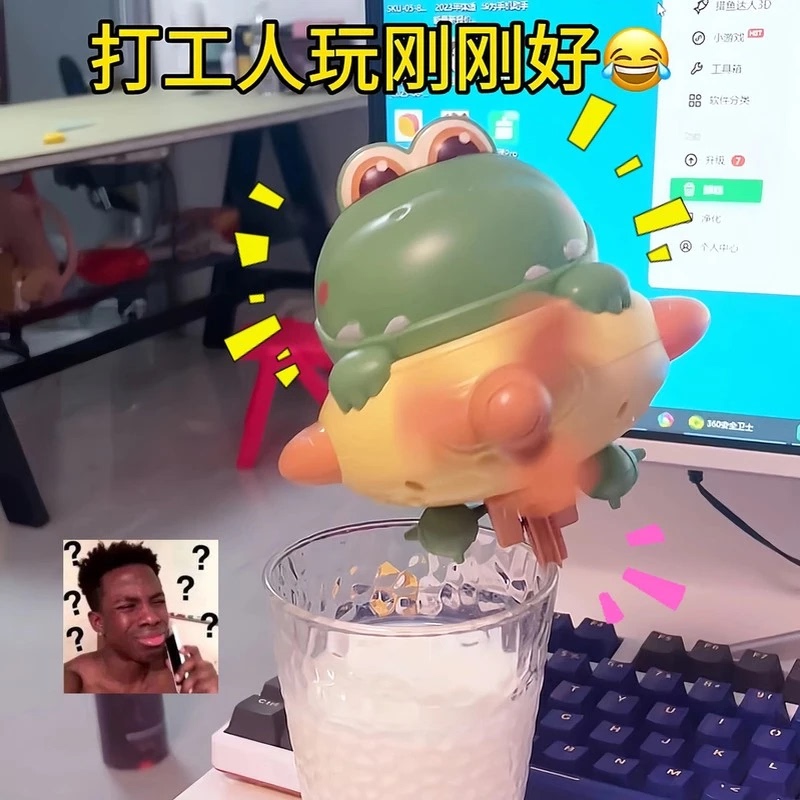 Cute Little Dinosaur Cup, Roly-Poly Unicycle, Electric Tightrope Walking Toy, Stress-Relief Toy for Adults, Office Desk Decoration