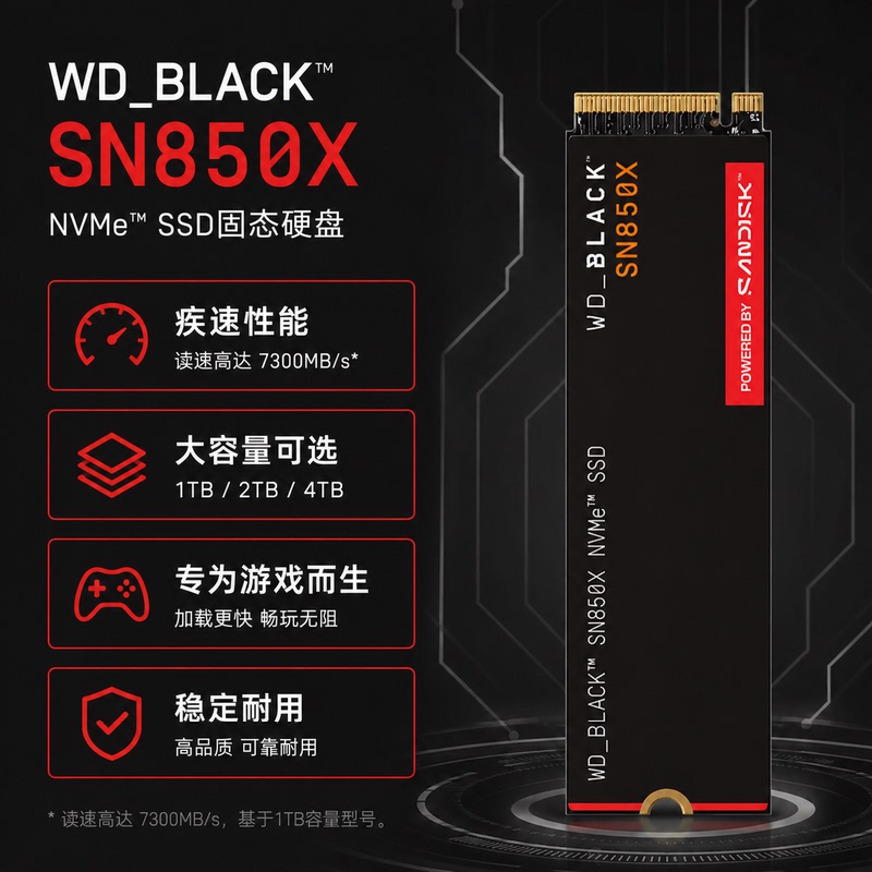Western Digital Sn850X Solid State Drive 1t 2t Pcie4.0 M.2 Gaming Solid State Notebook Desktop Computer Ssd