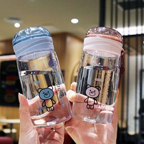 With a hand cup cartoon with a lifting rope with a water cup scale filter plastic cup male and female student sports water bottle heat-resistant and anti-fall