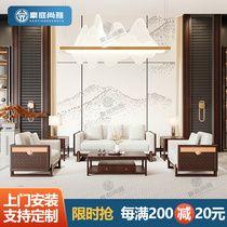New Chinese full solid wood sofa upscale villa size family light lavish white wax wood 1 2 3 sofa guest hall furniture