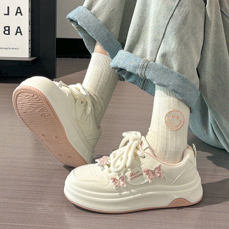 Pull-Back Butterfly White Sneakers for Women, New Style Sneakers to Match Skirts, Summer Mesh Breathable Sneakers, Versatile Chunky Sneakers for Women