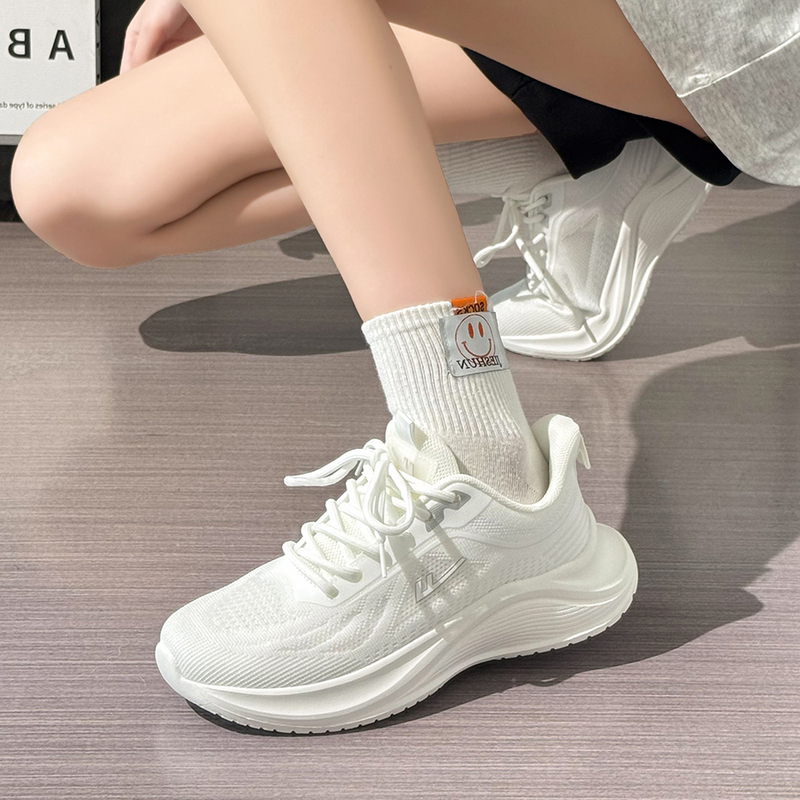 Pull-Back Sneakers for Women, Summer Mesh Breathable New Style, Soft Sole, Special for High School Entrance Examination Sports, Running Shock-Absorbing White Shoes
