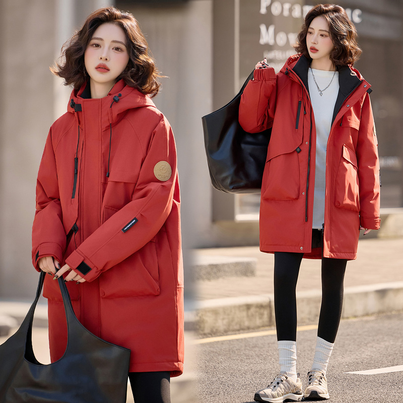 Off-Season Duck down Jacket for Men and Women, Mid-Length, 2026 Winter New Korean Style, Loose Fit, Thickened, Large Size, White Duck down Workwear Off-Season Duck down Jacket for Men and Women, Mid-Length, 2026 Winter New Korean Style, Loose Fit, Thickened, Large Size, White Duck down Workwear