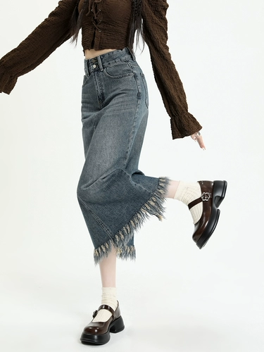 Осенняя демисезонная джинсовая юбка, высокая талия, коллекция 2023, подходит для подростков, А-силуэт