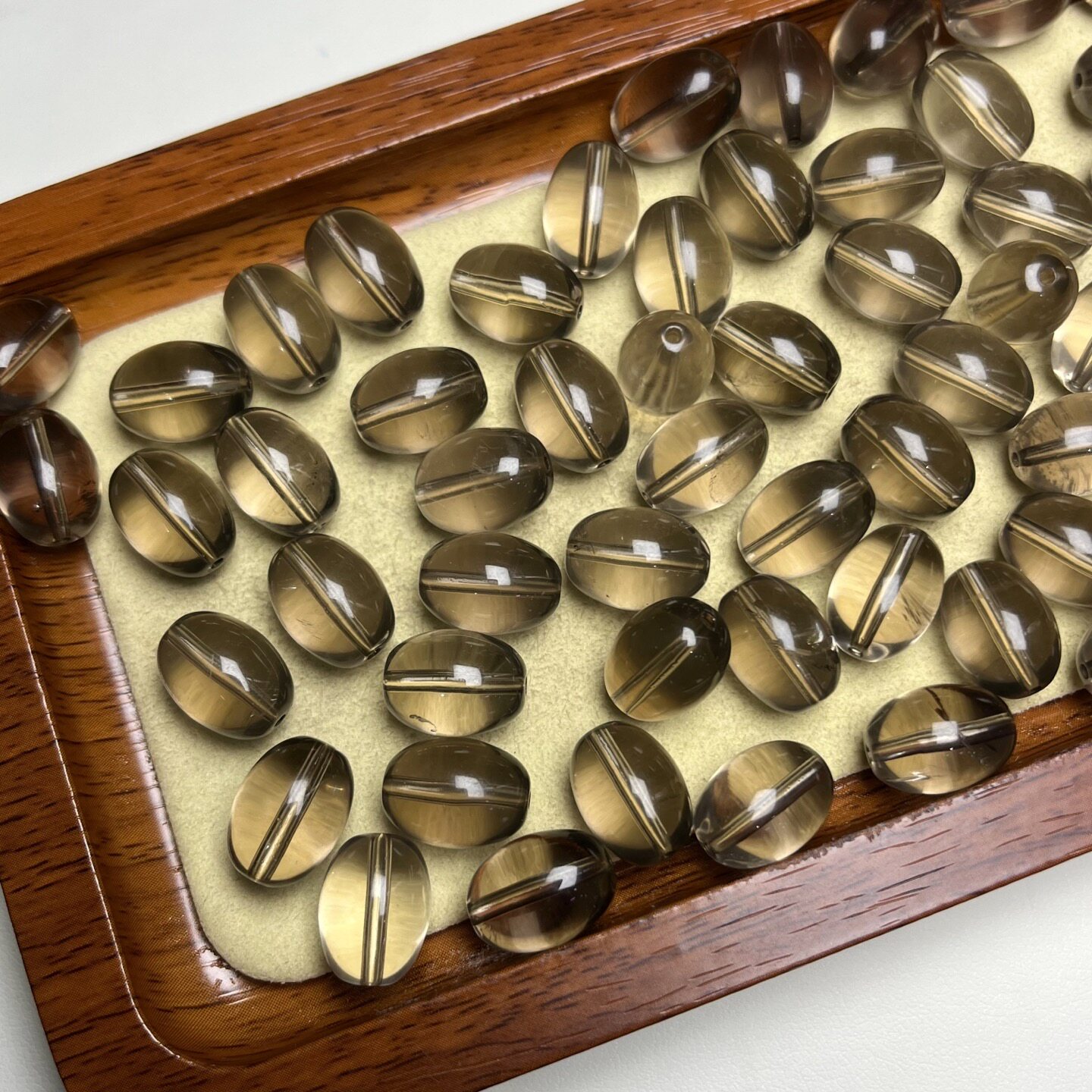 Natural tea crystal oval egg-shaped barrel beads, crystal loose beads, spacer beads, DIY handmade bracelet accessories, single beads