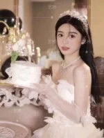 Платье, перчатки, 16 размер