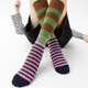 Socks women's pile socks autumn and winter contrasting retro striped calf socks Korean style slimming beautiful legs Maillard stockings