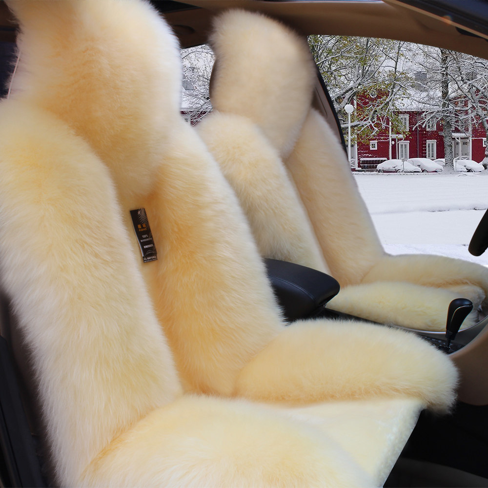 Wool Car Cushions Winter Plush Base Jacket Pure Wool Leather Hair Integrated Hair Cushion Winter Warm Lady Car Mat-Taobao