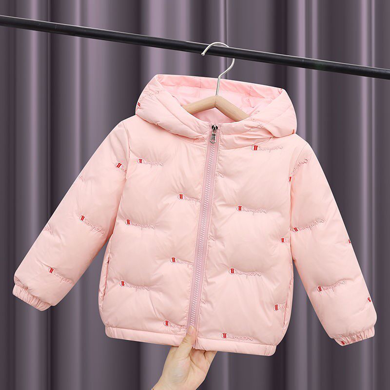 Girl's down clothes 2022 Winter new boy Short-style Thickened White Duck Suede Mid-Boy Infant Jacket Child Clothing