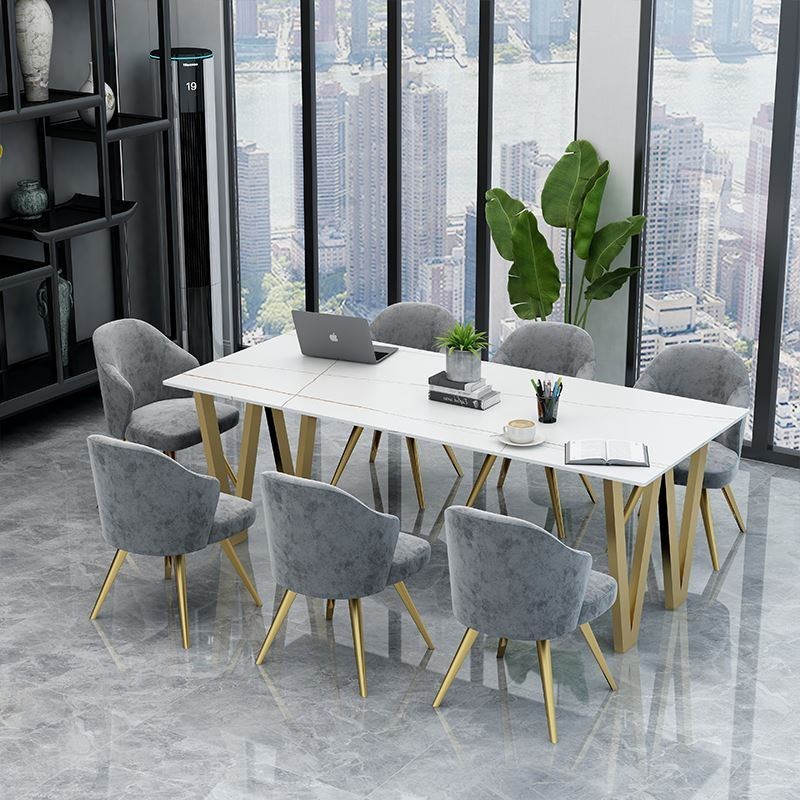 Light Extravagant Rock Board Talks Conference Table Minimalist Modern Marble Computer Office Table And Chairs Combined Long Square Bench