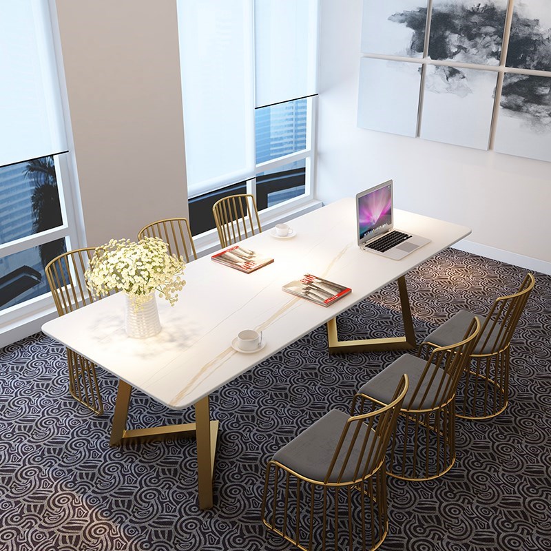 Rock Plate Desk Chair Light Luxurious Meeting Table Strip Table Minima Modern Will Guest Talk Table Big Long Table Bench